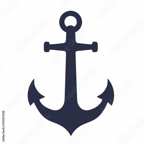 Black silhouette of a simple anchor, plain white background