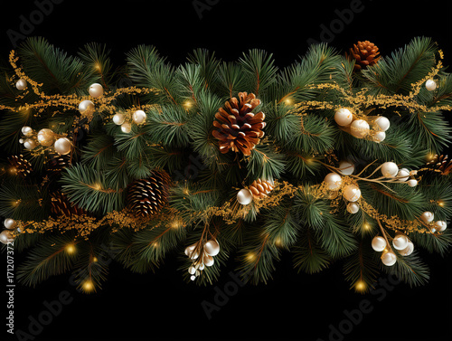 Elegant watercolor seamless tileable holly dividers