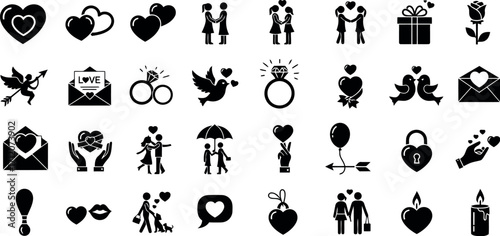 Vector art of collection of romantic love and wedding icons