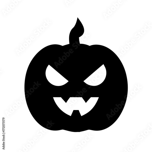 Pumpkin With Candle Glow Angry Expression Icon Vector