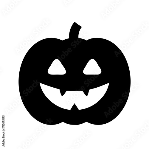 Pumpkin With Carved Face Icon Vector Silhouette