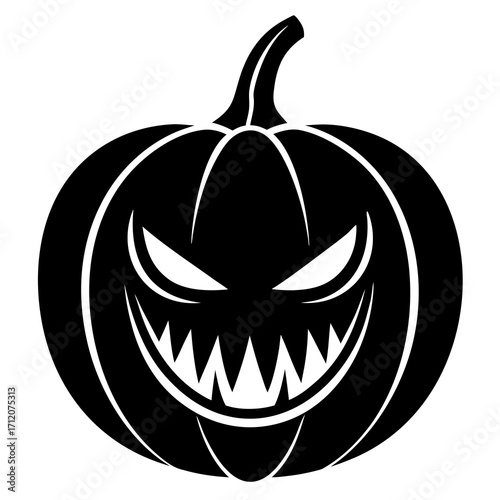 Pumpkin With Dramatic Expression Icon Vector Silhouette