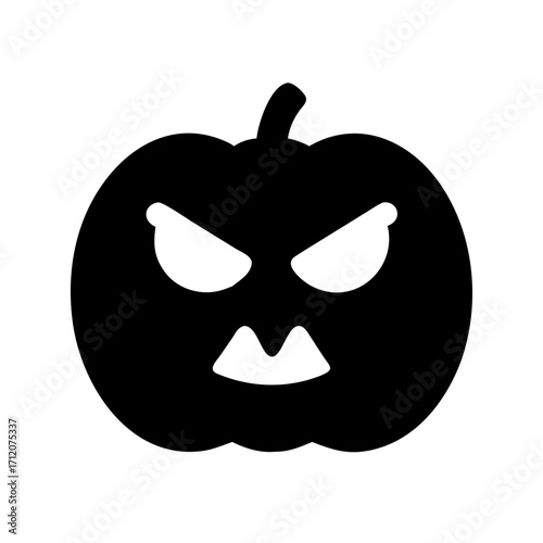 Pumpkin With Exaggerated Angry Eyes Icon Vector Silhouette