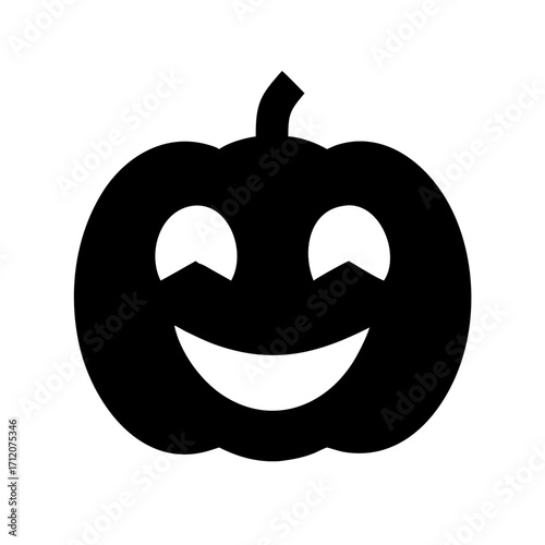 Pumpkin With Friendly Expression Icon Vector Silhouette