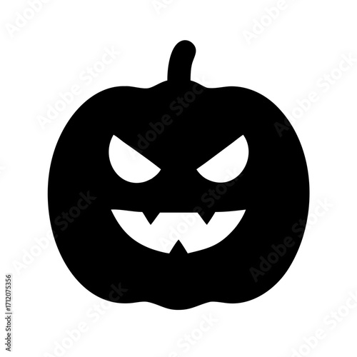 Pumpkin With Glowing Carved Face Icon Vector Silhouette