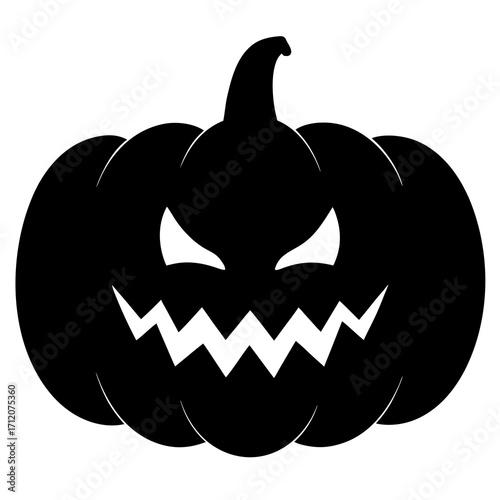 Pumpkin With Fog Background Carved Icon Vector Silhouette