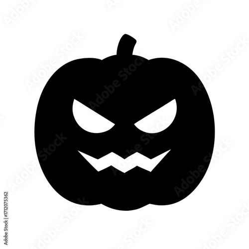 Pumpkin With Glowing Angry Eyes Icon Vector Silhouette