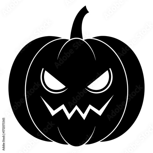 Pumpkin With Glowing Eyes Icon Vector Silhouette