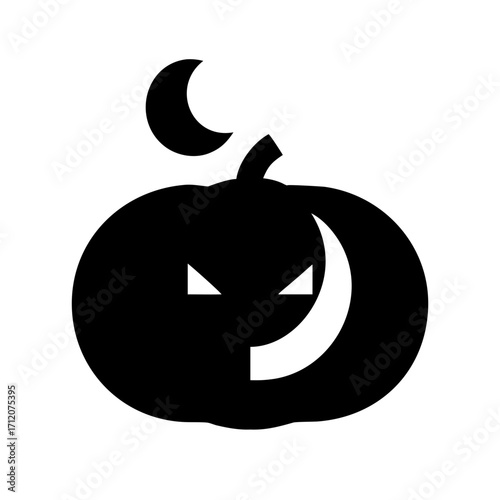 Pumpkin With Halloween Night Background Icon Vector