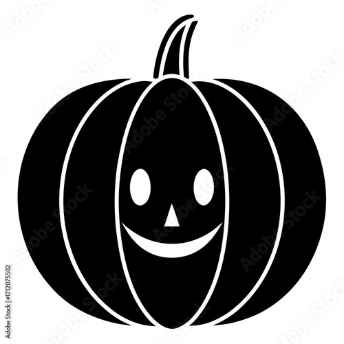 Pumpkin With Round Face Icon Vector Silhouette
