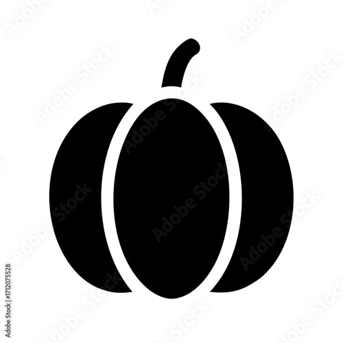 Pumpkin With Rounded Shape Detail Icon Vector Silhouette