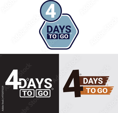4 day to go. Countdown discounts and sale time. 4 days left sign, label. Vector illustration