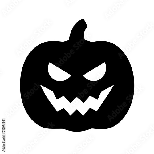 Pumpkin With Scary Teeth Icon Vector Silhouette