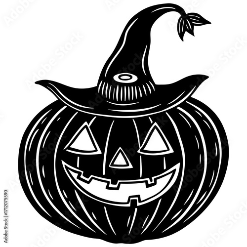 Pumpkin With Spooky Carved Eyes Icon Vector Silhouette
