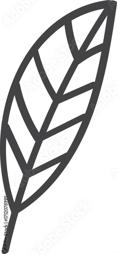 Hand-drawn leaf illustration PNG with transparent background, botanical doodle leaf design, minimal decorative foliage element for nature, eco, organic and floral design projects