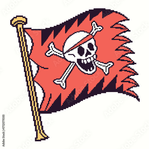 Vector art of a cartoon pirate flag with a skull and crossbones, a symbol of piracy and adventure on the high seas, a classic nautical emblem
