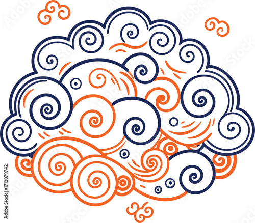 Abstract Swirls and Spirals: Intricate swirls and spirals intertwine, forming a captivating abstract design with vibrant colors and dynamic forms.