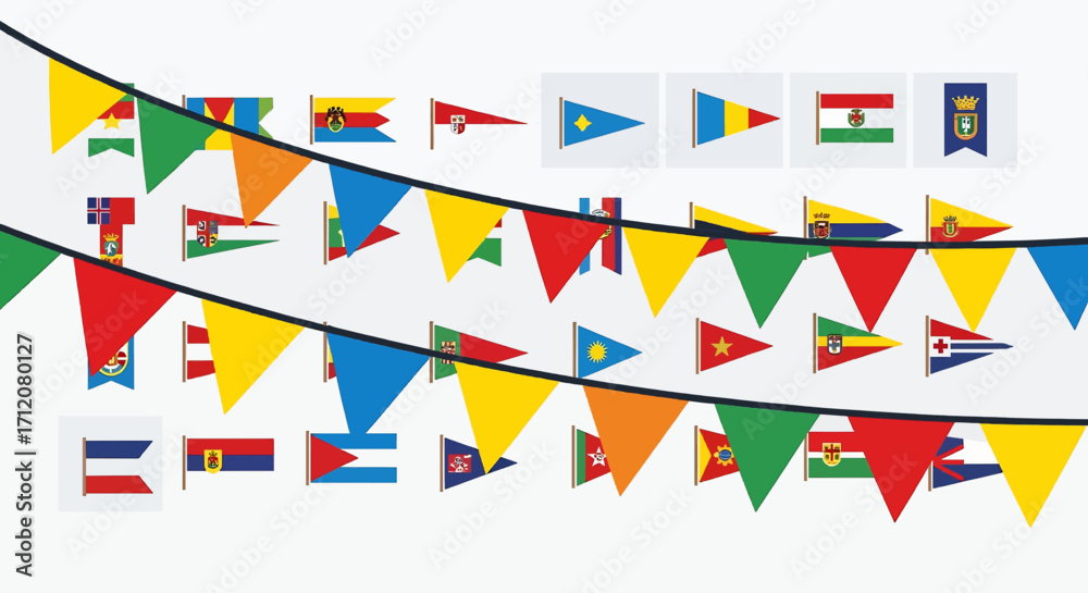 Fototapeta premium Colorful international maritime signal flags isolated on white