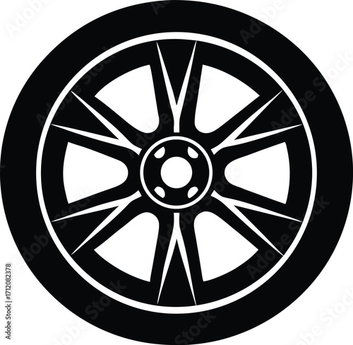 car alloy wheel silhouette vector illustration
