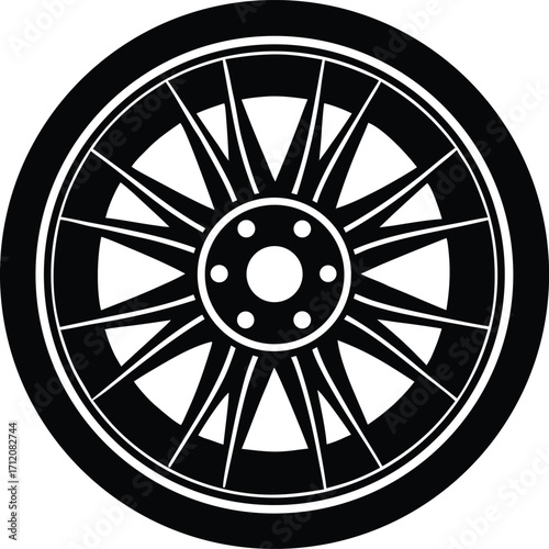 car alloy wheel silhouette vector illustration
