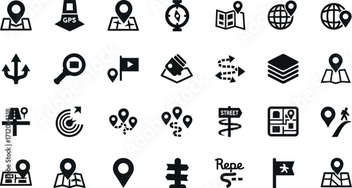 Vector art of navigation and location icons