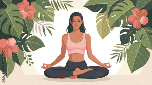 Woman Meditating in Nature Yoga and Mindfulness