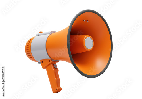 Isolated orange megaphone announcement broadcasting communication equipment loud speaker