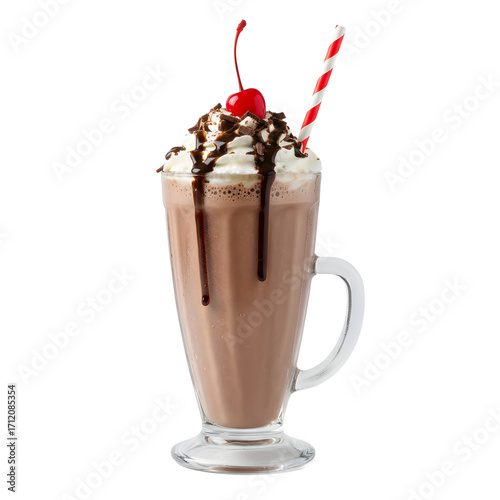 Chocolate Milkshake with Whipped Cream and Cherry