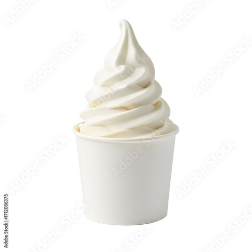 Creamy White Frozen Yogurt in a Paper Cup