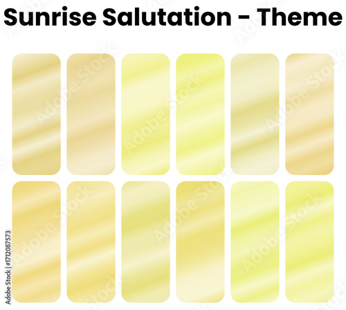  Sunrise Salutation gradient, A peaceful collection of yoga gradients greeting the dawn with mindful movement. Warm golds and morning light capture the spiritual practice of sun salutation sequences.