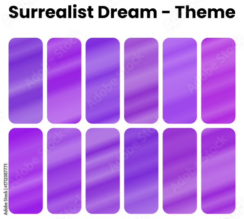 A mystical and whimsical collection of Surrealist Dream gradients. This pack features an otherworldly, vibrant palette of various colors. Ideal for designs that need a sense of fantasy, mystery, and c