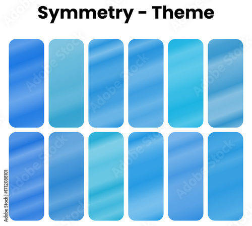  Symmetry gradient, A balanced collection of harmonious gradients celebrating perfect proportions. Mirrored color arrangements create visual equilibrium and aesthetic pleasure. Geometric harmony gradi