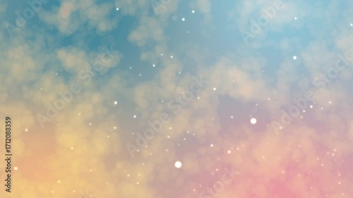 Pastel sky filled with stars and clouds. Suitable for backgrounds, space-themed designs, and celestial concepts in various creative projects.
