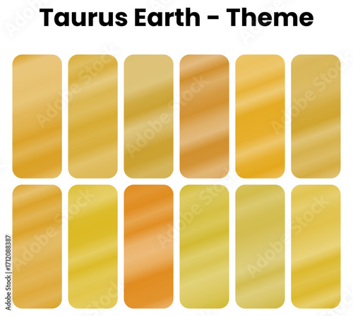  Taurus Earth gradient, A stable collection of zodiac gradients grounded in bull strength and material beauty. Earthy browns and golden fields capture the second sign's love for luxury and stability. 