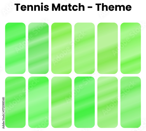 A lively and energetic set of gradients. A collection of bright greens and sunny yellows, capturing the fresh, open feel of a tennis court. A sporty pack for a classic and vibrant theme.
