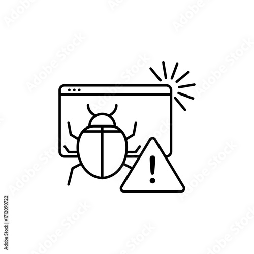 Cybersecurity Hacking Bug Alert Icon