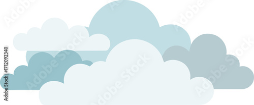Minimalist Flat Style Cloud Formation Illustration in Pastel Color Palette