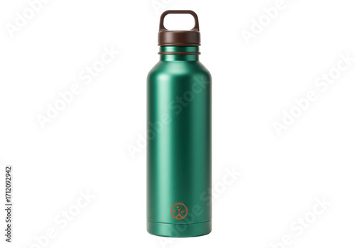 Isolated green water bottle with carry handle for hydration on the go for athletics sports