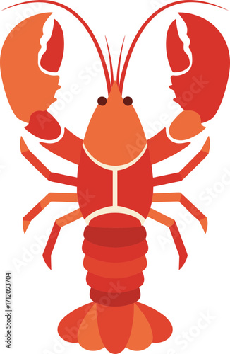 Flat Graphic Red and Orange Lobster Seafood Aquatic Animal Illustration