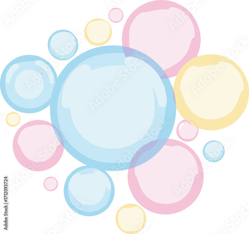 Pastel Color Watercolor Circle Bubbles Illustration for Background and Decoration