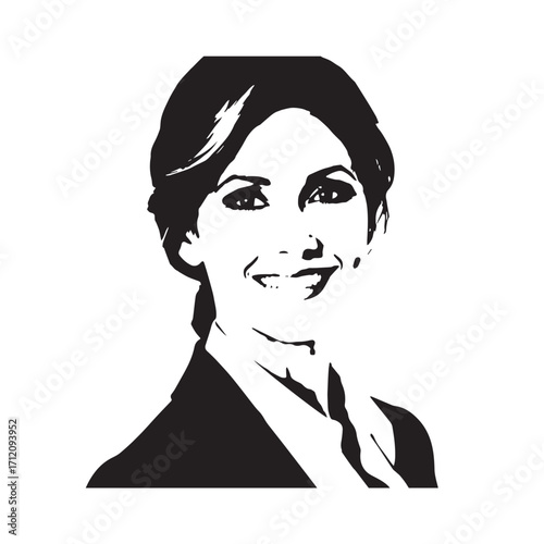 Beautiful Woman in Formal Dress Black and White Illustration Vector Art Design