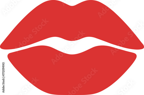 Simple Flat Red Lips Shape Icon Illustration on Isolated White Background