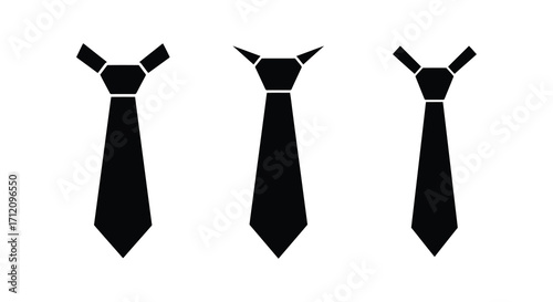 Three geometric black tie icons arranged in a single horizontal row