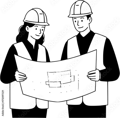 Two Construction Supervisors Discussing Project