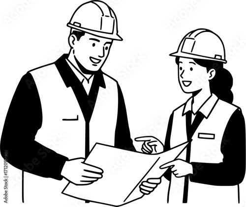 Two Construction Supervisors Discussing Project