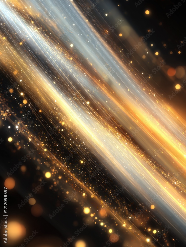 Obraz premium Abstract Sparkling Light Streaks with Bokeh Effect, Perfect for Festive and Celebration Backgrounds