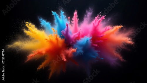 Abstract Color Blast with Powder Explosion – Creative Festival Background