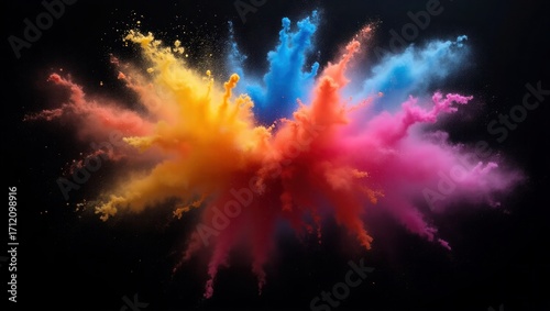 Abstract Color Blast with Powder Explosion – Creative Festival Background