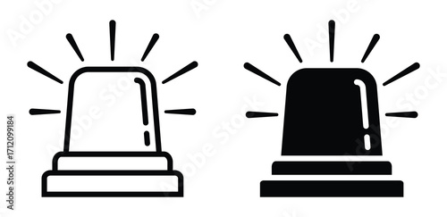 Emergency warning light icon. Ambulance and police siren lights in two different styles. Emergency siren lights. Vector illustration