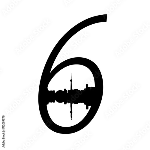 Distressed number six bold and edgy, perfect for urban designs and impactful typography, scalable